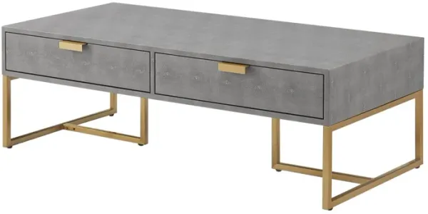 Stainless Steel Coffee Table With Two Drawers - Gray And Gold