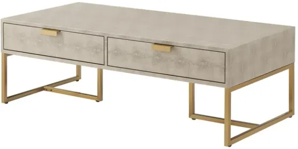 Stainless Steel Coffee Table With Two Drawers - Cream And Gold