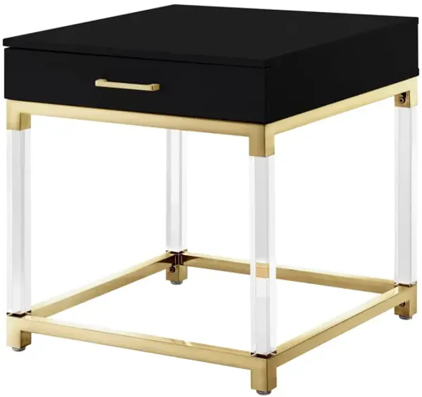 End Table With Drawer - Gold And Black