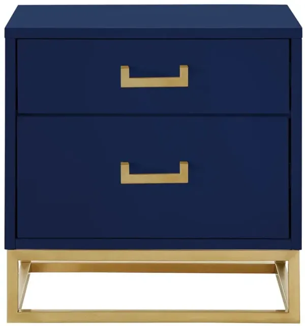 End Table With Two Drawers - Gold And Dark Blue