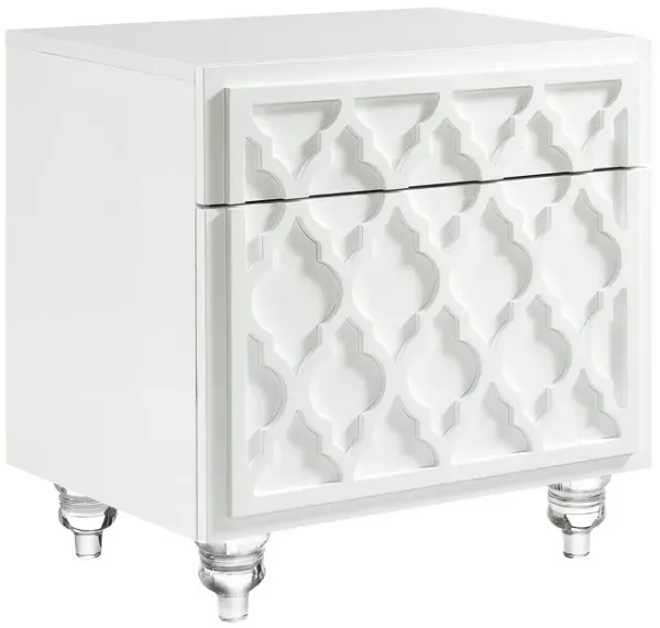 End Table With Drawer And Shelf - Clear And White