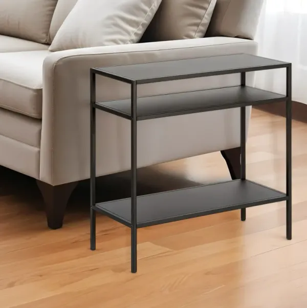 Steel End Table With Two Shelves - Black