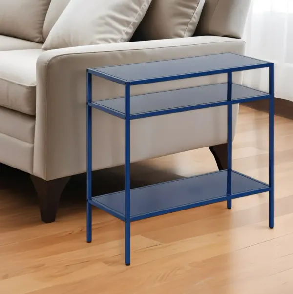 Steel End Table With Two Shelves - Blue