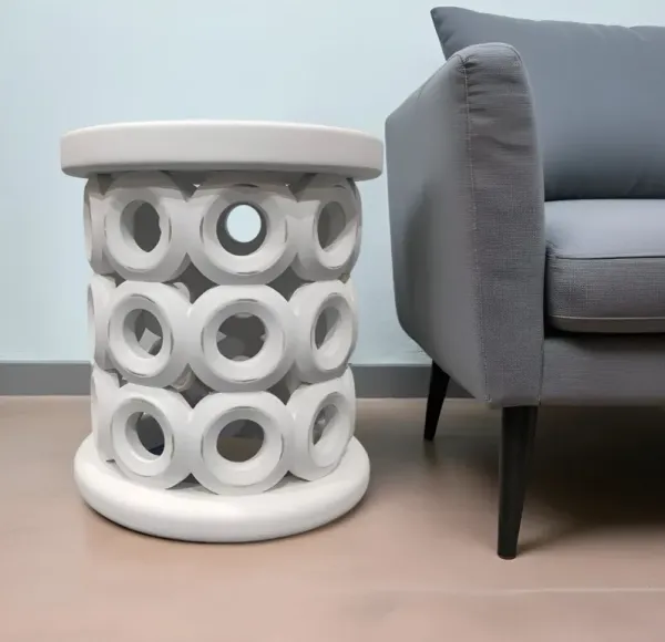 20" Solid Wood Round End Table - White