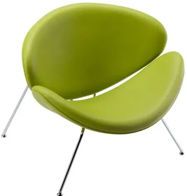 Leatherette And Metal Accent Chair - Green