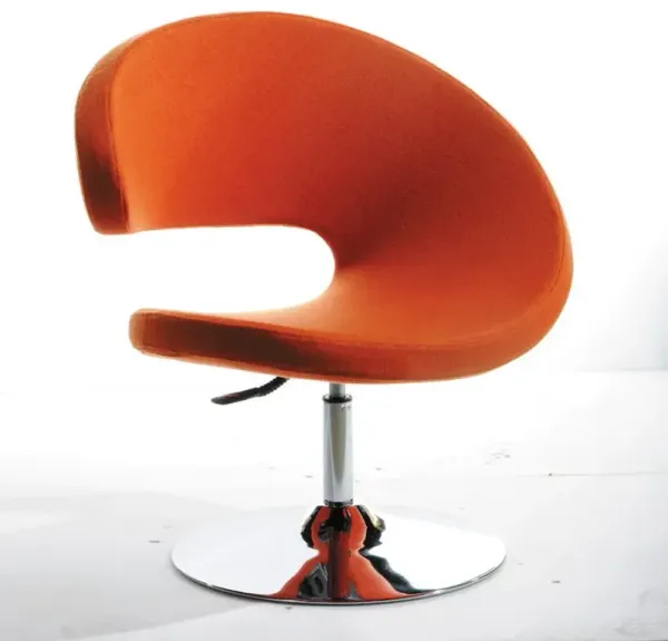 34" Fabric Polyester And Wool Lounge Chair - Orange