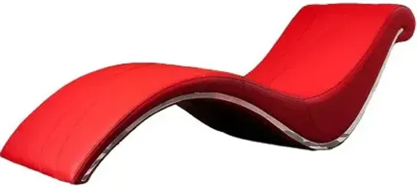 Faux Leather Striped Lounge Chair - Red