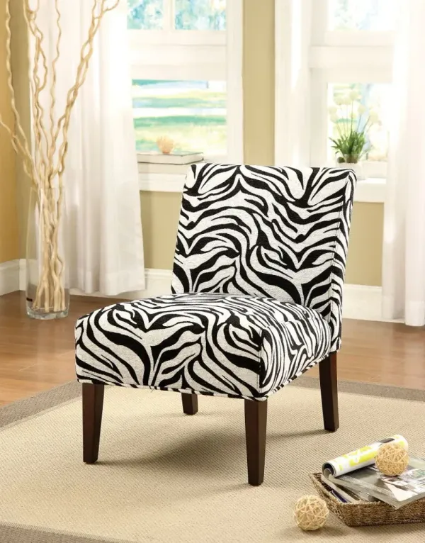 Fabric Accent Chair - White / Black