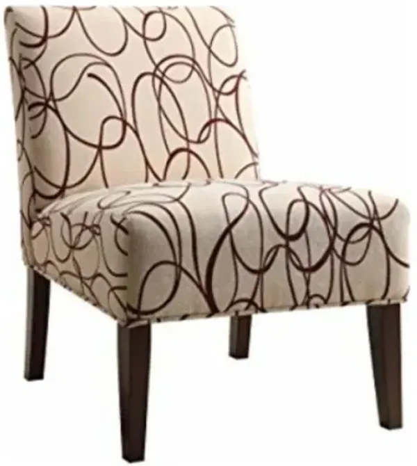 30" x 23" x 33" Fabric Accent Chair - Beige / Espresso