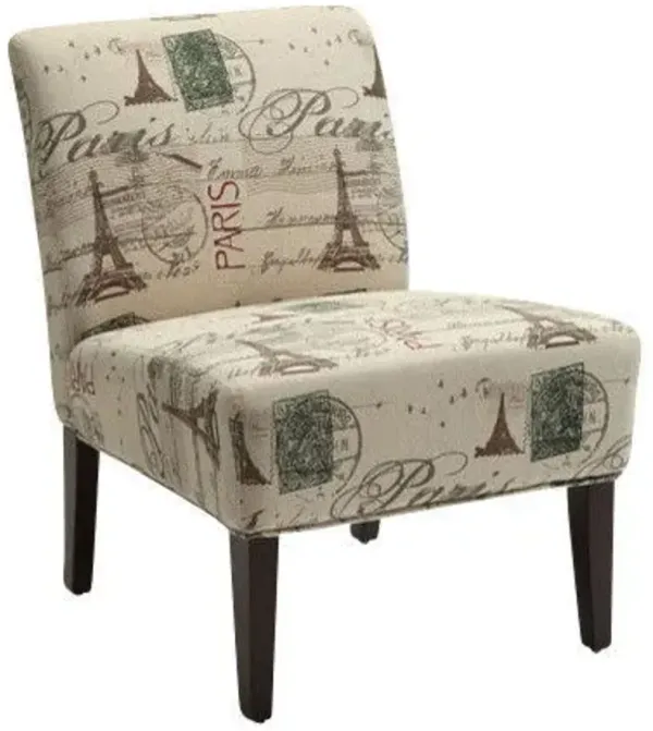 Fabric Accent Chair - Ivory Espresso