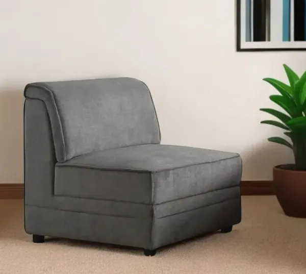 Velvet Slipper Chair - Gray And Black