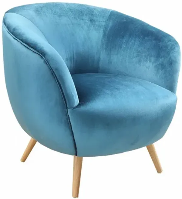 Velvet Armed Accent Chair With Natural Finish Wood Legs - Teal