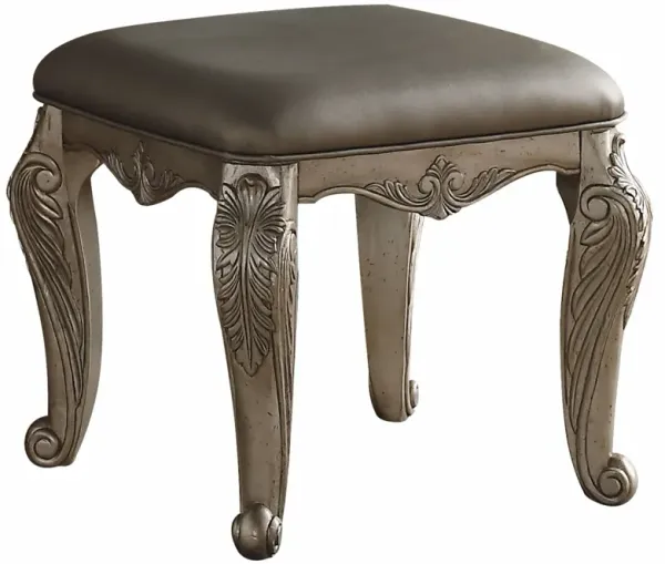 Solid Wood Backless Chair - Antique Silver