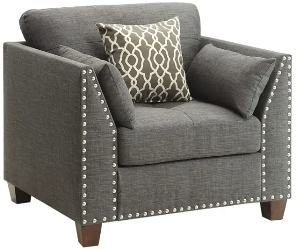 Linen Arm Chair - Charcoal And Brown