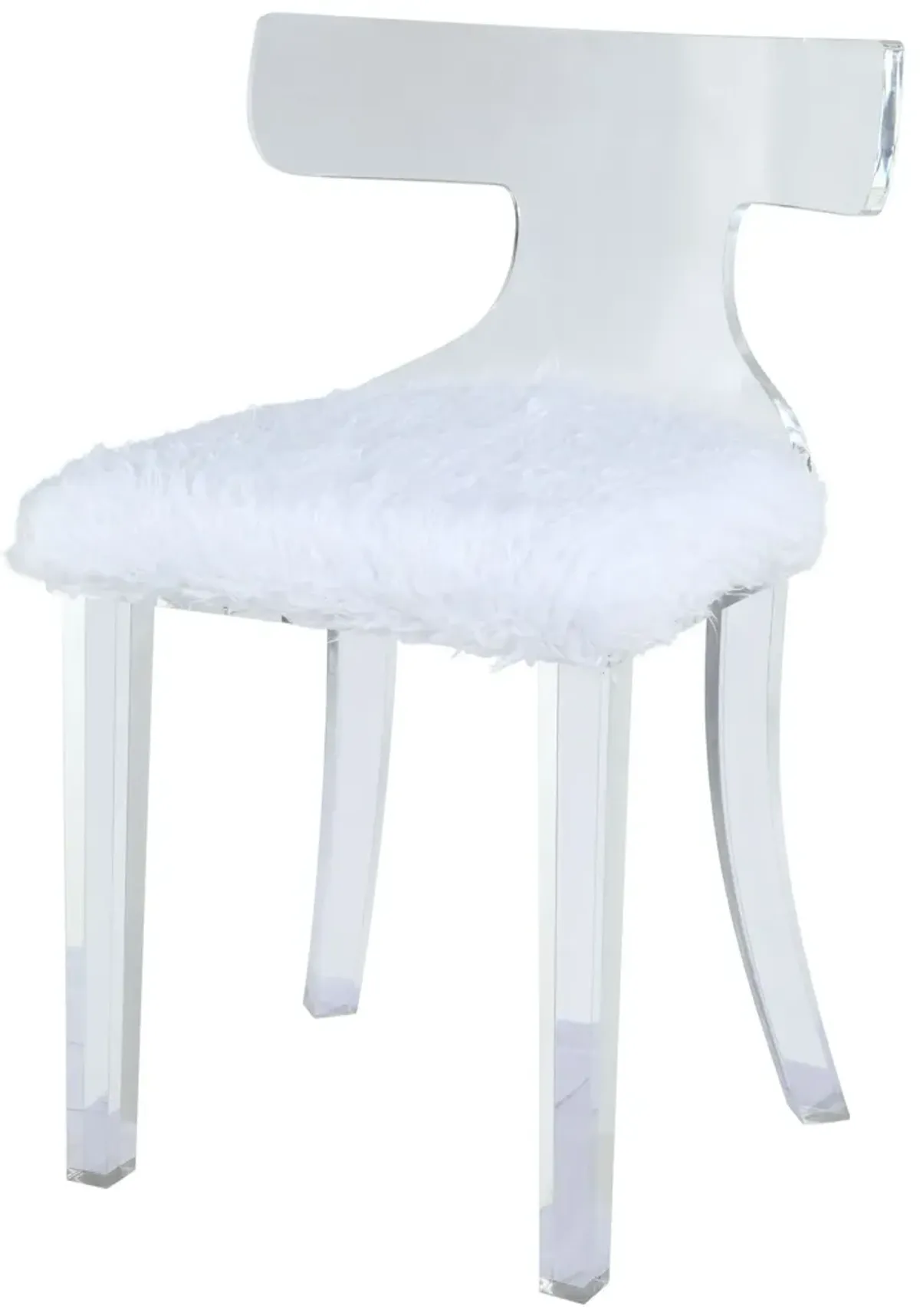 Fur And Clear Acrylic Accent Chair - White