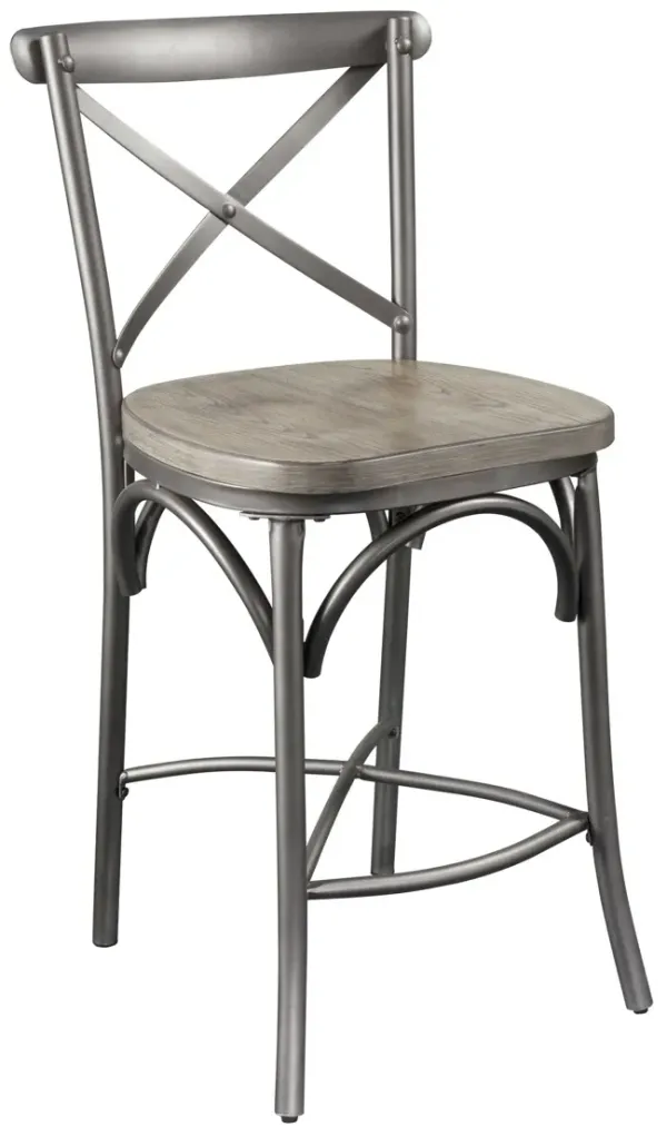 Metal Counter Height Bar Chairs (Set of 2) - Gray