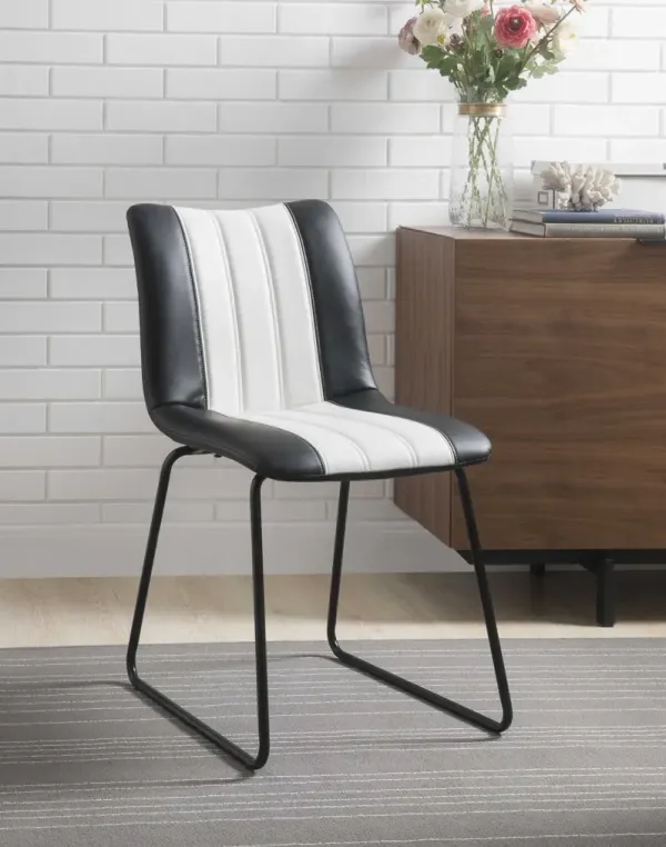 Leatherette Accent Chair - Black And White