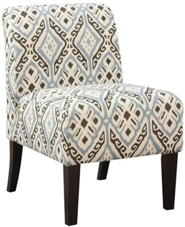 Upholstered Accent Chair - Blue And Black Pattern