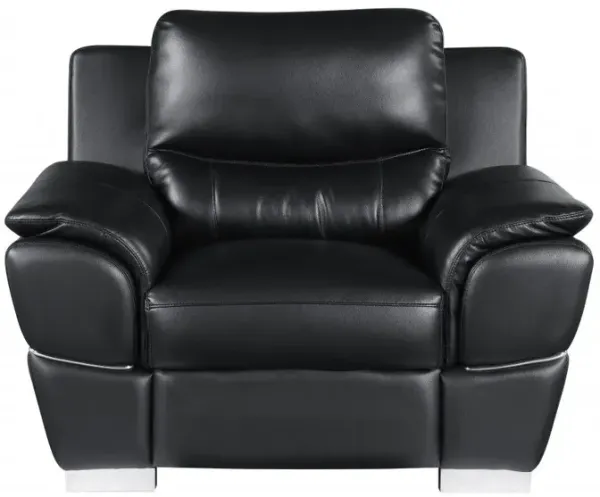 48" Leather Match Arm Chair - Black And Silver