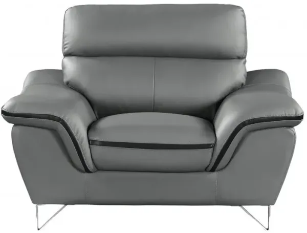 Leather Match Solid Color Pillow Top Arms Silver Legs - Gray