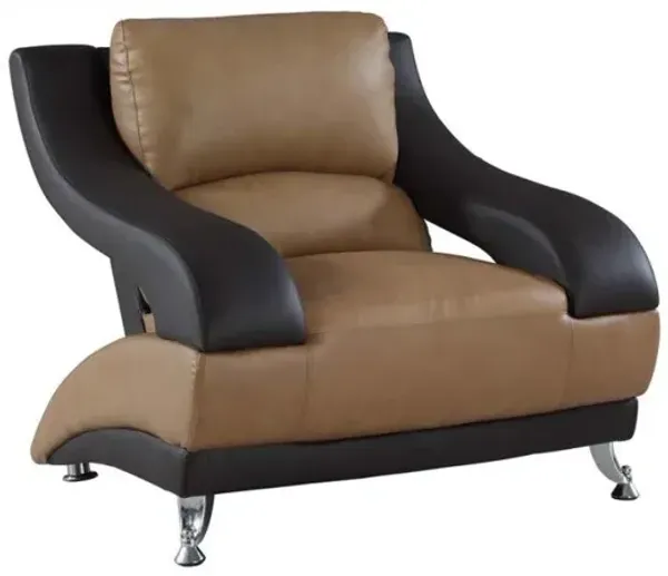 Two Tone Dazzling Leather Chair - Light Brown and Black