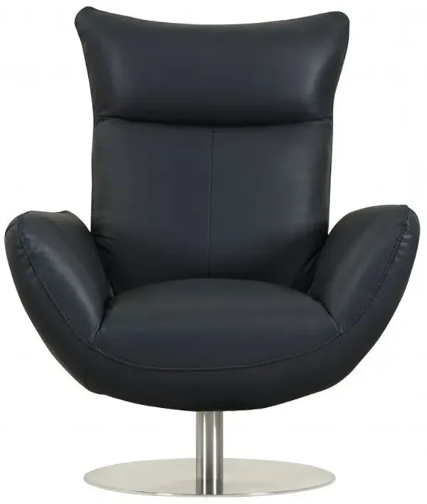Contemporary Leather Lounge Chair - Navy