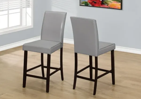 25" Solid Wood Counter Height Bar Chairs (Set of 2) - Gray And Brown
