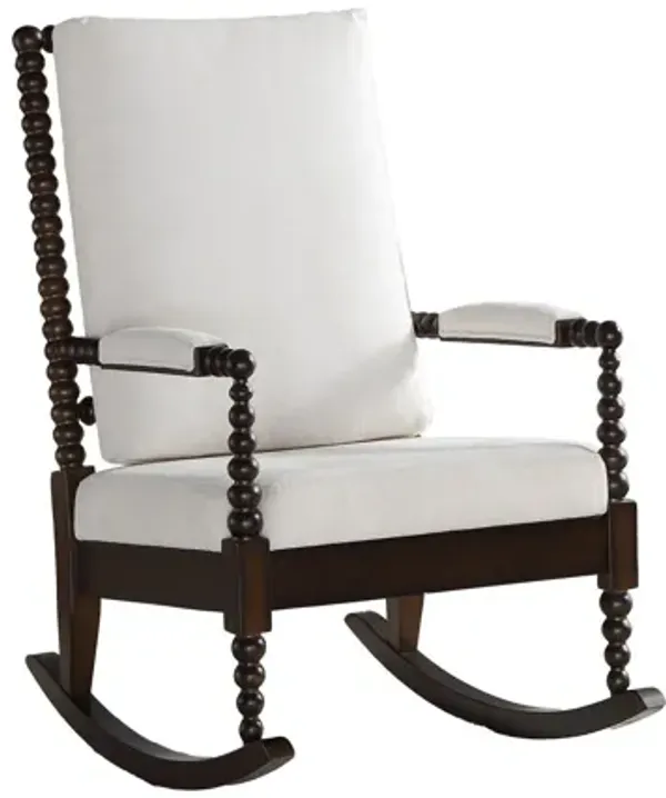 Fabric Walnut Wood Upholstered (Seat) Rocking Chair - Cream