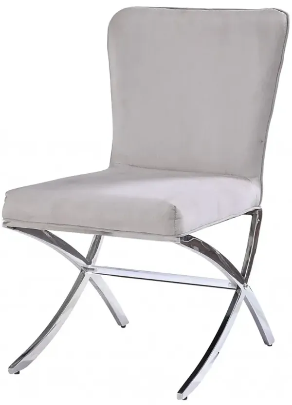 Velvet And Silver Parsons Chair - Beige