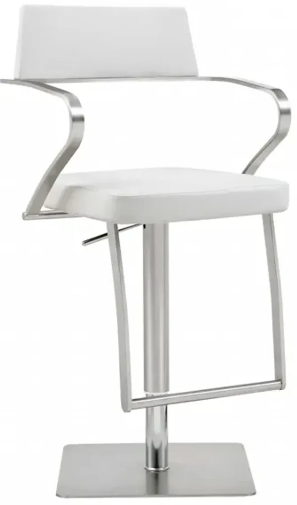 21" Stainless Steel Bar Chair - White And Silver