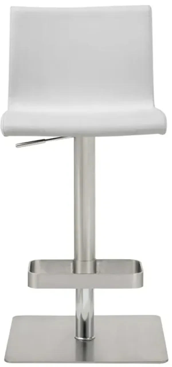 Stainless Steel Counter Height Bar Chair - White And Silver