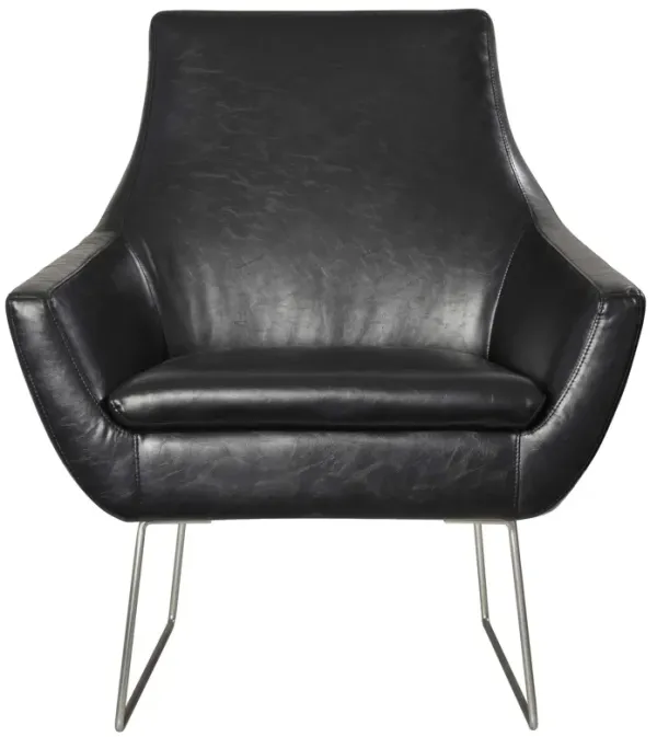 Faux Leather Armchair - Distressed Black