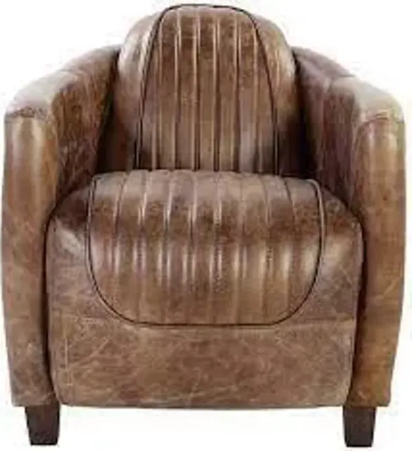 Faux Leather Distressed Barrel Chair - Brown