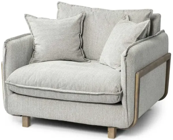 Fabric Arm Chair - Gray And Wood Brown