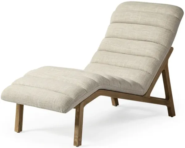 Fabric Tufted Lounge Chair - Cream And Wood Brown