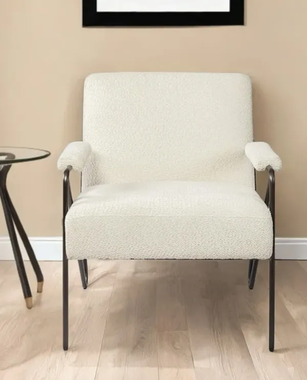 Fabric Arm Chair - Off White And Brown
