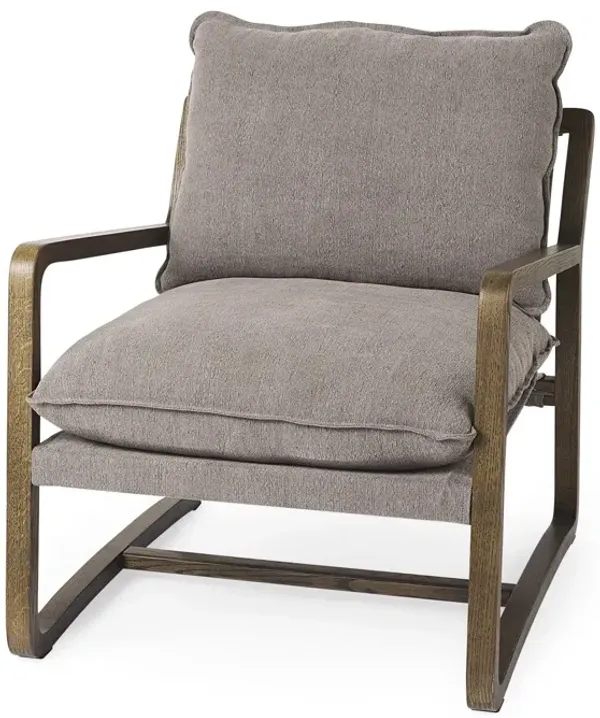 34" Fabric Lounge Chair - Gray And Brown