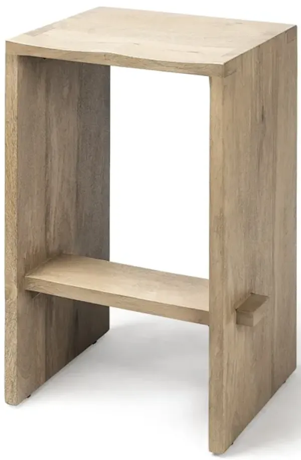 26" Solid And Manufactured Wood Backless Counter Height Bar Chair - Brown