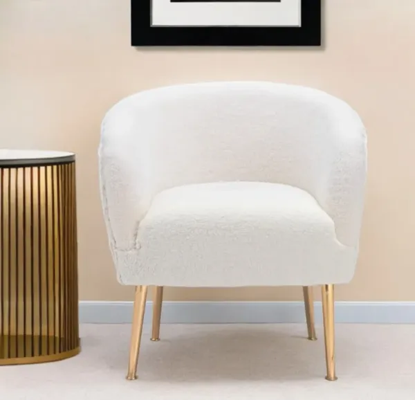 Sherpa Arm Chair - Beige And Gold