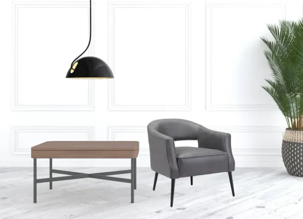 Faux Leather Arm Chair - Gray And Gold