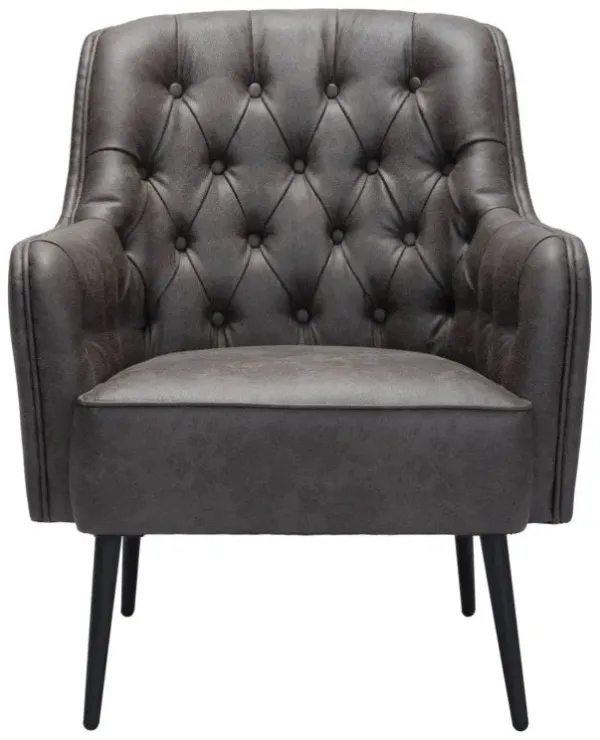 Faux Leather Tufted Arm Chair - Black