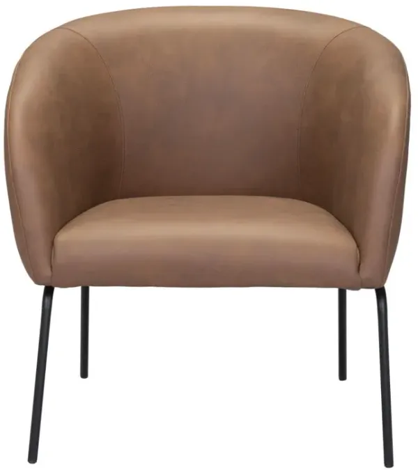 Faux Leather Barrel Chair - Brown And Black