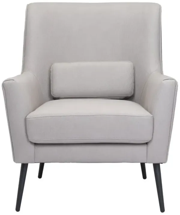 Faux Leather Arm Chair And Toss Pillow - Gray And Black