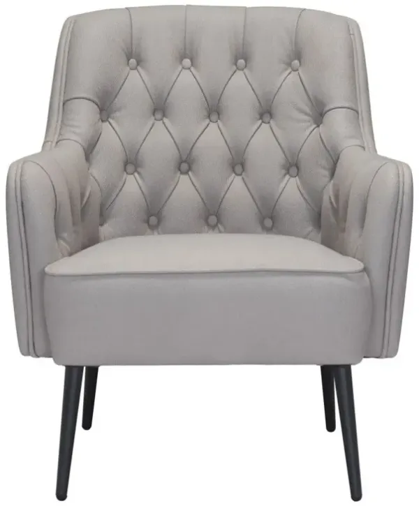 Faux Leather Tufted Arm Chair - Gray And Black