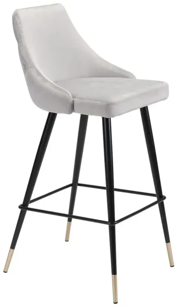 Velvet And Steel Bar Height Bar Chair - Gray And Black