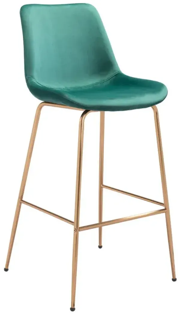 Steel Low Back Bar Height Bar Chair - Green And Copper