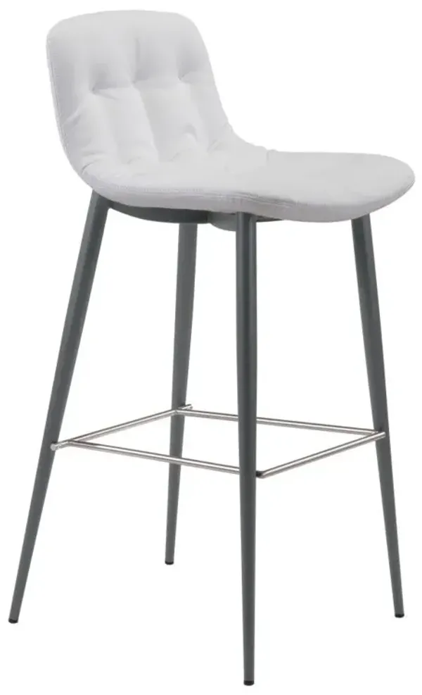 30" Steel Low Back Bar Height Bar Chairs (Set of 2) - White And Black