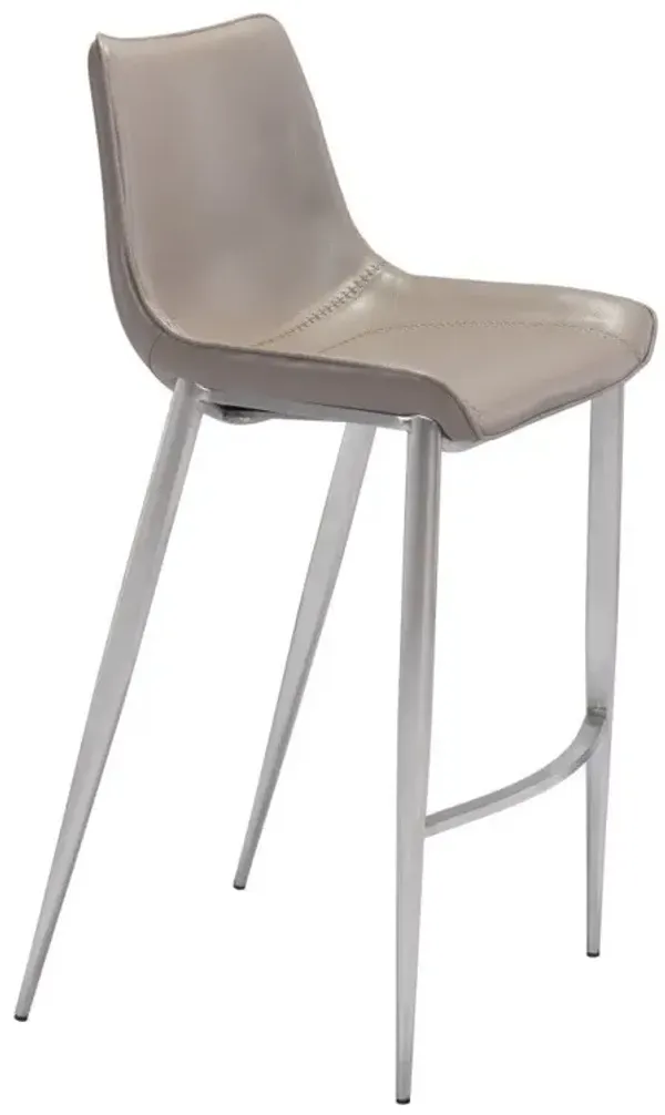 30" Steel Low Back Bar Height Bar Chairs (Set of 2) - Gray And Silver