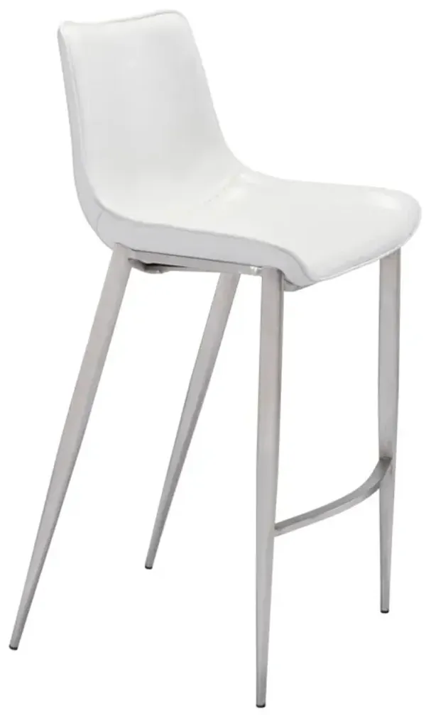 Steel Low Back Bar Height Bar Chairs (Set of 2) - White And Silver