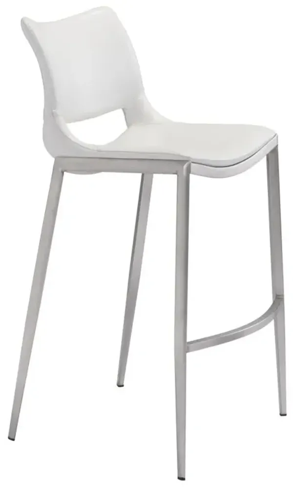 29" Steel Low Back Bar Height Bar Chairs (Set of 2) - White And Silver